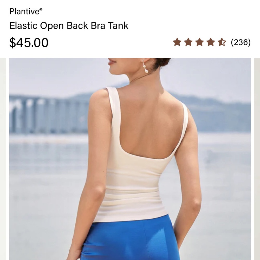 OGL Cream Elastic Open-Back Bra Tank